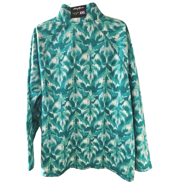 NEW Eddie Baurer Women's 1/4 Zip Pullover Teal/Aqua/White Polar Fleece - Picture 3 of 13